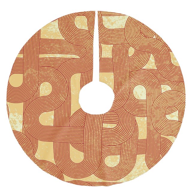 Colourful Geometric Vintage Abstract. Brushed Polyester Tree Skirt (Front)