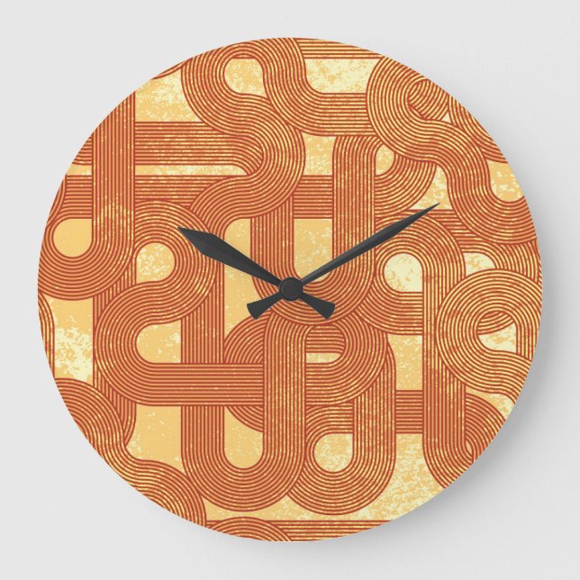 Colourful Geometric Vintage Abstract. Large Clock (Front)