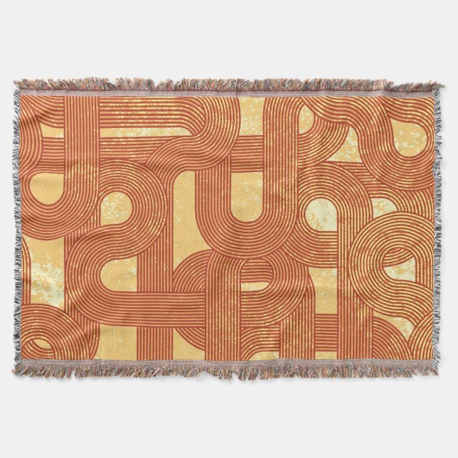 Colourful Geometric Vintage Abstract. Throw Blanket (Front)