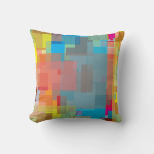 Colourful Geometric Water Colour Background Cushion