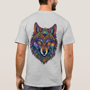 Colourful Geometric Wolf Graphic T-Shirt - Artisti