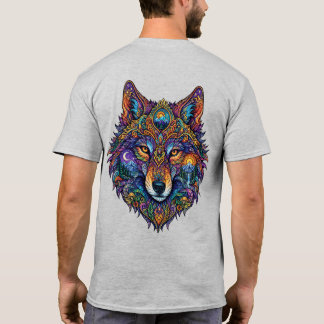 Colourful Geometric Wolf Graphic T-Shirt - Artisti
