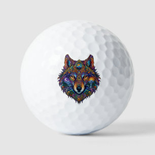 Colourful Geometric Wolf Graphic T-Shirt - Artisti Golf Balls