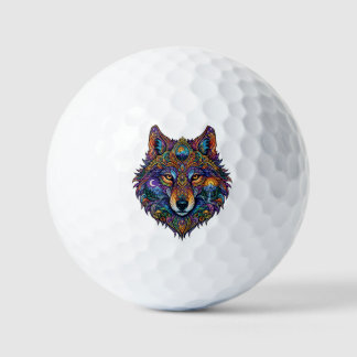 Colourful Geometric Wolf Graphic T-Shirt - Artisti Golf Balls