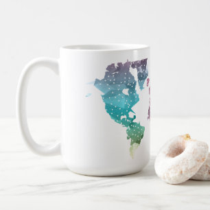 Colourful Geometric World Map Coffee Mug