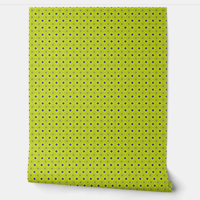 Colourful Geometric Yellow and Blue Wallpaper (Unrolling)