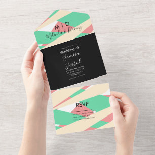 Colourful Geometrical Shapes Wedding All In One Invitation