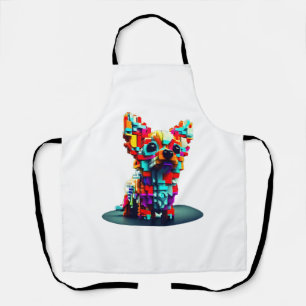 Colourful Geometry 3D Chihuahua in Modern Style  Apron