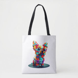 Colourful Geometry 3D Chihuahua in Modern Style  Tote Bag