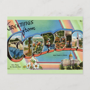 Colourful Georgia State Greetings  Postcard