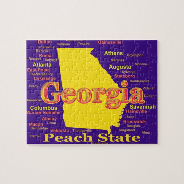 Colourful Georgia State Pride Map Silhouette Jigsaw Puzzle (Horizontal)