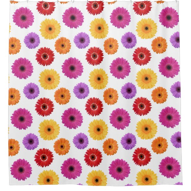 Colourful Gerber Daisies Bold Floral Shower Curtai Shower Curtain (Front)