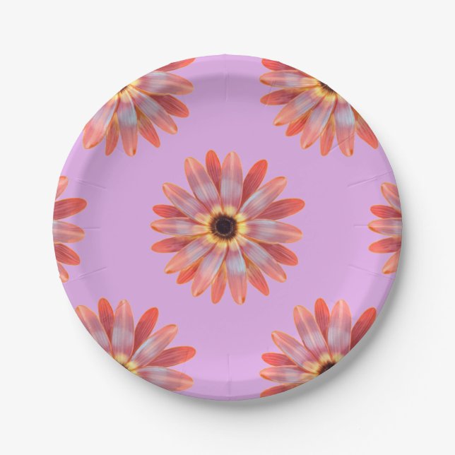 Colourful Gerbera Daisy Paper Plate (Front)