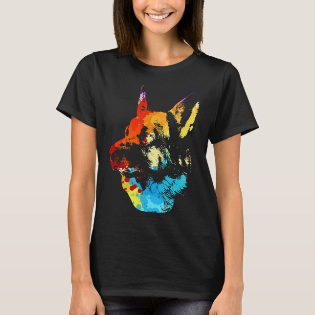 Colourful German Shepherd 12 T-Shirt (Front)