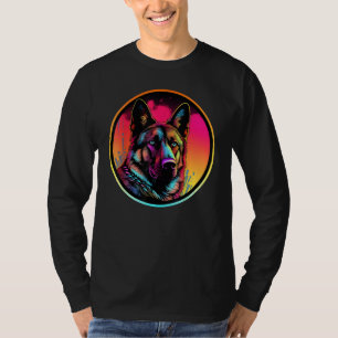 Colourful German Shepherd Dog Dad Mom Graffity T-Shirt