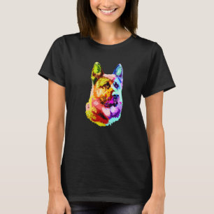 Colourful German Shepherd Dog Dad Mum Owner Pop T-Shirt