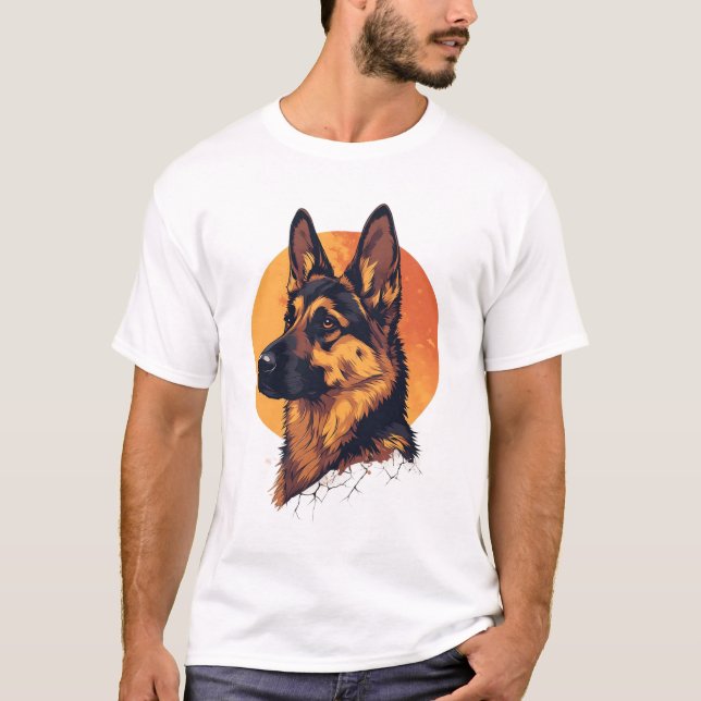 Colourful German Shepherd Dog Lover  T-Shirt (Front)