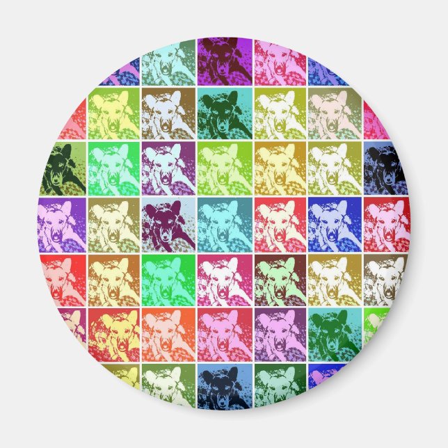 Colourful German Shepherd Dog Pop Art Round Magnet (Front)