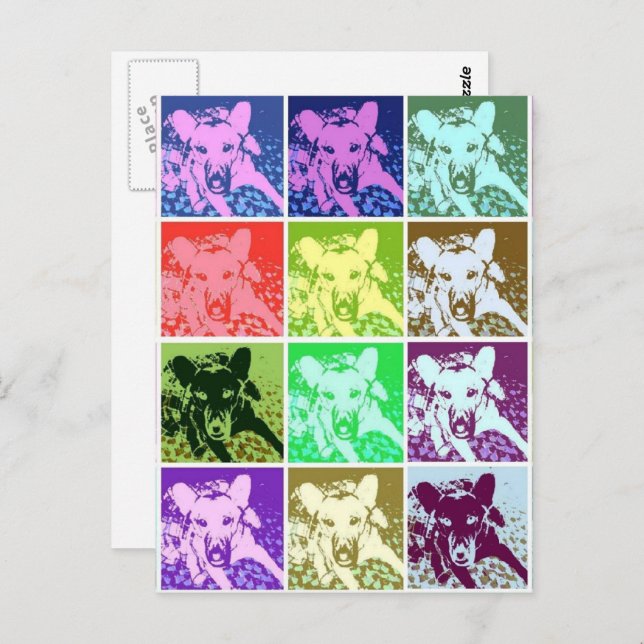 Colourful German Shepherd Dog Pop Art Vertical Postcard (Front/Back)