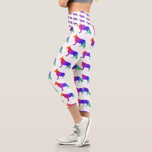 Colourful German Shepherd Dog Silhouette  Capri Leggings