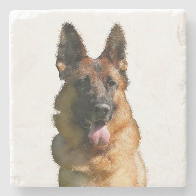 Colourful German Shepherd Marble Coaster (Front)