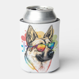 Colourful German Shepherd Pop Art Dad Mum Dog Love Can Cooler