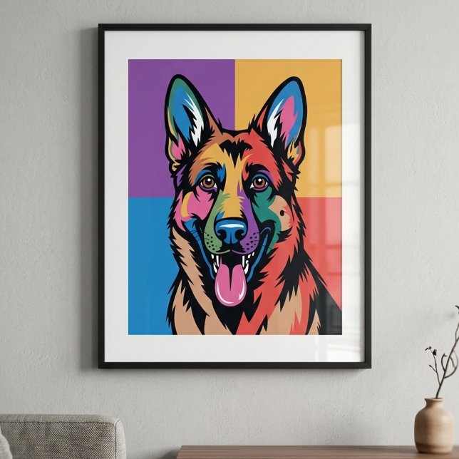 Colourful German Shepherd Pop Art Poster (german shepherd pop art poster)