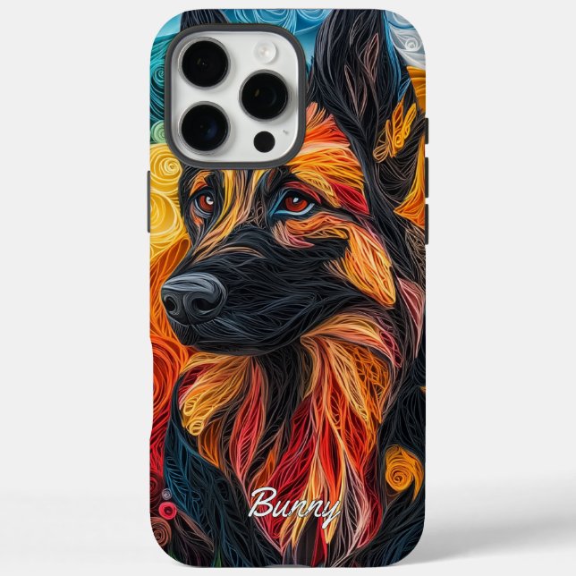 Colourful German Shepherd Portraid Case-Mate iPhone Case (Back)
