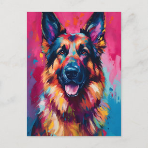 Colourful German Shepherd Postcard