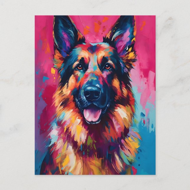 Colourful German Shepherd Postcard (Front)