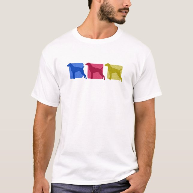 Colourful German Shorthaired Pointer Silhouettes T-Shirt (Front)
