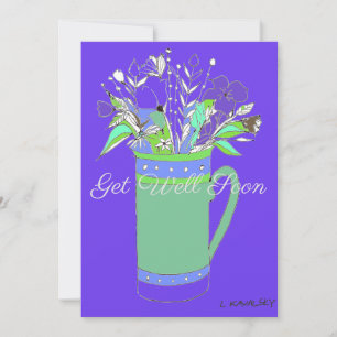 Colourful Get Well Flowers In A Mug Card