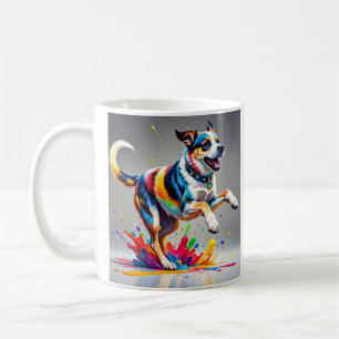 Colourful giant happy playful funny dog,  coffee mug