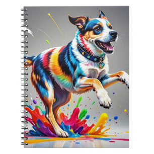 Colourful giant happy playful funny dog,  notebook