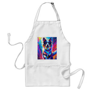 Colourful giant happy playful funny dog, splash standard apron