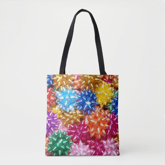 Colourful gift bows party present bow tote bag (Front)