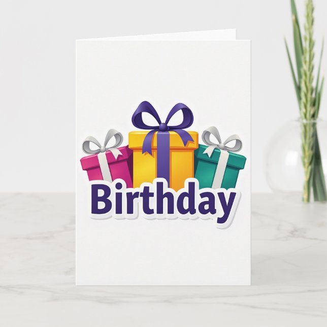 Colourful Gift Boxes Birthday Card (Front)