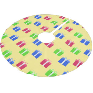 Colourful gift boxes brushed polyester tree skirt