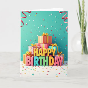 Colourful Gifts Birthday Card