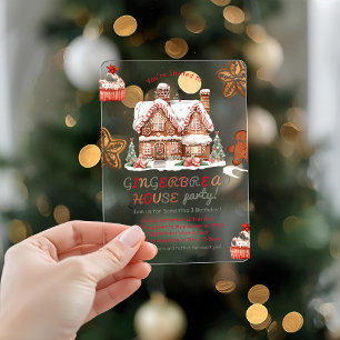 Colourful Gingerbread House Birthday Party Acrylic Invitations