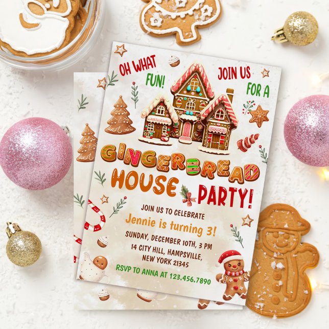 Colourful Gingerbread House Birthday Party  Invitation (Creator Uploaded)