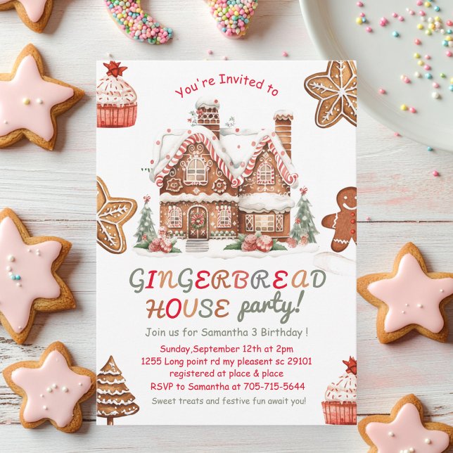 Colourful Gingerbread House Birthday Party Invitation (Creator Uploaded)
