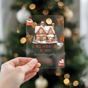 Colourful Gingerbread House Decorating Party  Acrylic Invitations