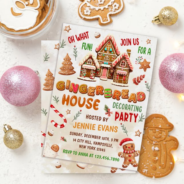 Colourful Gingerbread House Decorating Party Invitation (Creator Uploaded)