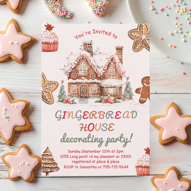 Colourful Gingerbread House Decorating Party  Invitation (Creator Uploaded)