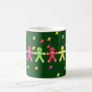 Colourful gingerbread men pattern coffee mug