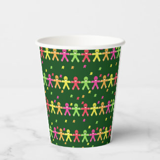 Colourful gingerbread men pattern paper cups