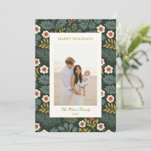 Colourful Gingham Happy Holidays Family Photo Holiday Card