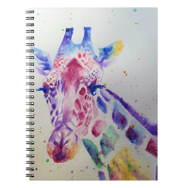 Colourful Giraffe animal Watercolour Art Book (Front)