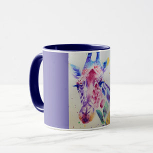 Colourful Giraffe Animal Watercolour Art Design Mug